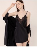                                                          【Preorder】40kg-70kg V-Neck Lace Ice Silk Dress/ Outwear Kimono