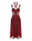                                                          【Preorder】40kg-65kg Underwire Pads Maroon Home Dress