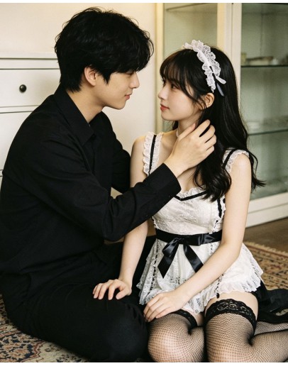                                                          【READY STOCK】40kg-55kg Maid Thin White Lace Backless Dress+T-Back