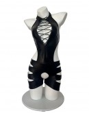                                                          【Preorder】40kg-55kg Faux Leather Cut-Out Body-Suit