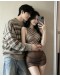                                                          【Preorder】40kg-55kg Brown Checked Fitted Skirt Set