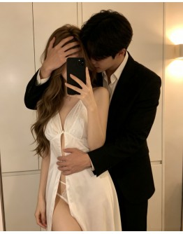                                                          【READY STOCK】40kg-55kg Camisole Cut-Out Dress+ T-Back