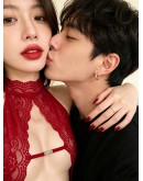                                                         【Preorder】40kg-55kg Halter-Neck Lace Body-Suit