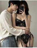                                                          【Preorder】40kg-55kg Faux Leather Underwire Body-Suit+ Thigh Belt