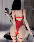                                                          【Preorder】40kg-55kg Faux Leather Underwire Body-Suit+ Thigh Belt