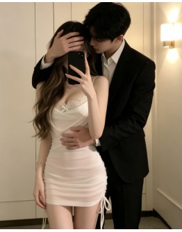                                                          【Preorder】40kg-55kg Lace Thin Fitted Night Dress+T-Back