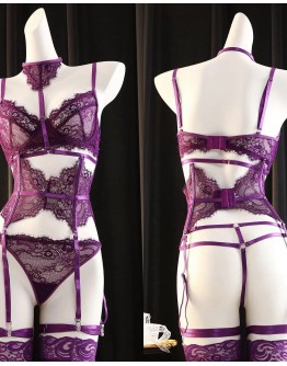                                                         【Preorder】40kg-55kg Purple Lace Bikini Sexy Lingeries