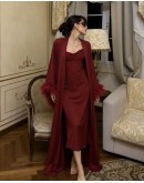                                                          【Preorder】40kg-80kg Long-Line Feather Flared Sleeved Rode Kimono
