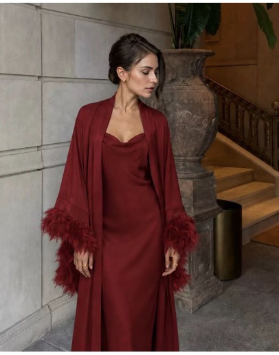                                                          【Preorder】40kg-80kg Long-Line Feather Flared Sleeved Rode Kimono
