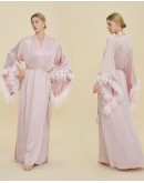                                                          【Preorder】40kg-80kg Long-Line Feather Flared Sleeved Rode Kimono