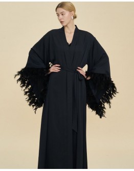                                                          【Preorder】40kg-80kg Long-Line Feather Flared Sleeved Rode Kimono