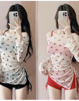                                                          【Preorder】35kg-75kg Ribbon Bikini Pads Swim Set With Tops