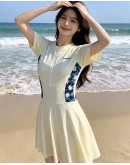                                                          【Preorder】35kg-70kg Zipper Swim-Dress With Pads & SafePants