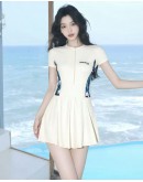                                                          【Preorder】35kg-70kg Zipper Swim-Dress With Pads & SafePants