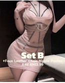                                                          【Preorder】40kg-70kg Cut-Out Galaxy Sexy Lingeries Dress+Body-Suit