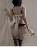                                                          【Preorder】40kg-55kg Black Lace Cos Maid Body-Suit