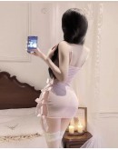                                                          【Preorder】40kg-55kg Pinky Lace Ribbon Dress+ T-Back