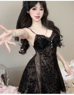                                                          【Preorder】40kg-68kg Velvet Flora Patterned Night Dress/ Kimono