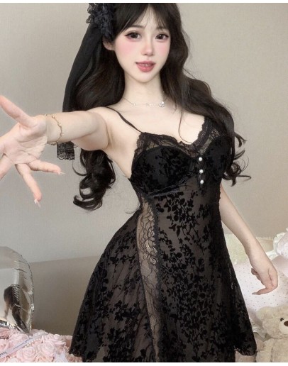                                                          【Preorder】40kg-68kg Velvet Flora Patterned Night Dress/ Kimono