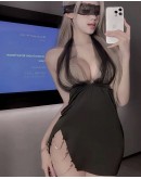                                                          【Preorder】40kg-80kg Plus Rhinestones Mesh Bodycon Dress+T-Back