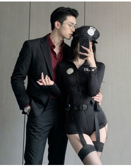                                                          【Preorder】Police Cosplay Tie-Belt Body-Suit Set