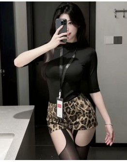                                                          【Preorder】40kg-55kg Leopard Sequins Sexy Lingerie Set
