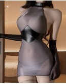                                                          【Preorder】40kg-55kg Faux Leather Fitted Dress+ T-Back