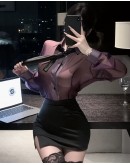                                                          【Preorder】40kg-55kg Purple Cos Office Style Skirt Set