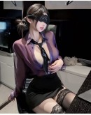                                                          【Preorder】40kg-55kg Purple Cos Office Style Skirt Set