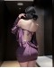                                                          【Preorder】40kg-55kg Purple Off-The-Shoulder Home Dress