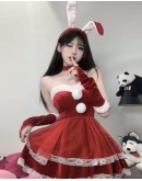                                                          【Preorder】40kg-55kg Korea Velvet Cos Rabbit Christmas Dress