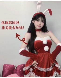                                                          【Preorder】40kg-55kg Korea Velvet Cos Rabbit Christmas Dress