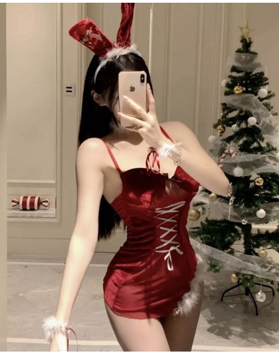                                                          【Preorder】40kg-55kg Cos Rabbit Korea Velvet Christmas Dress