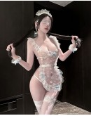                                                          【Preorder】40kg-55kg Flora Patterned Apron Cos Maid Sexy Lingeires