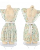                                                          【Preorder】40kg-55kg Green Flora Patterned Sexy Lingeries Cos Maid