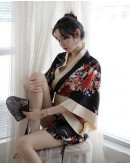                    【READY STOCK】Red Flora Patterned Kimono Sexy Lingers Pajamas