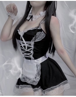                【READY STOCK】Lace Maid Apron Sexy Lingeries Set