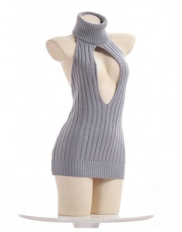                                           【Ready Stock】Turtleneck Cut-Out Knitted Night Pajamas