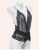                 【READY STOCK】V-Neck Lace Body-Suit Sexy Lingeries