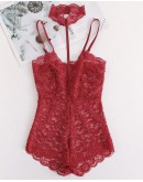                                                          【Ready Stock】Halter-Neck Lace Sexy Lingeries Body-Suit