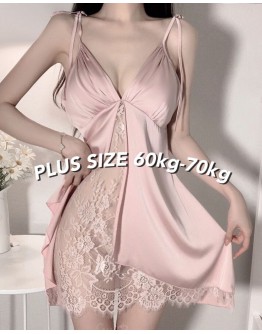                                           【Ready Stock】Plus Asymmetrical Lace Pajamas Dress