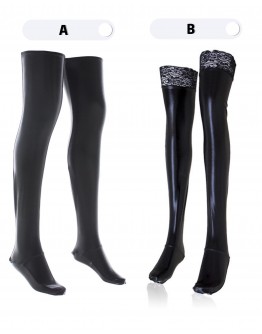                                                          【Ready Stock】Faux Leather Long-Stockings