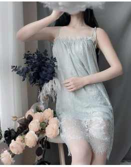                                                          【Ready Stock】Camisole Lace Loose Pajamas+ T-Back