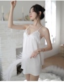                                                          【Ready Stock】Polyester Backless Lace Pajamas Set