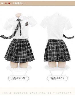                                                          【Ready Stock】W Cosplay Necktie Checked Sexy Lingeries