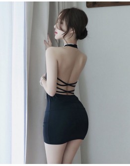                                                         【Ready Stock】Backless Lace-Up Sexy Lingeries Dress
