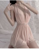                                                          【Ready Stock】V-Neck Chiffon Sexy Lingeries