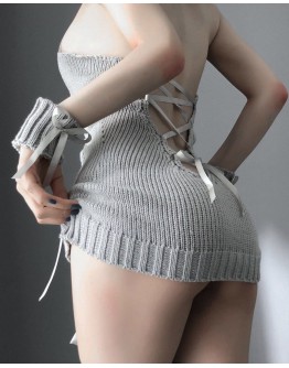                                                          【Ready Stock】Ribbon Knitted Sexy Lingeries Dress