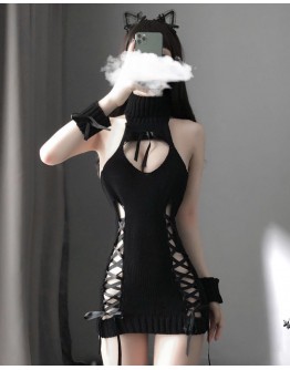                                                          【Ready Stock】Ribbon Knitted Sexy Lingeries Dress