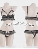                                                          【Ready Stock】Plus Faux Pearl Bra Sexy Lingeries Set